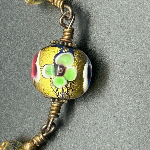 Glass of Venice Multicolor Glass Beaded Handcrafted Bracelet Vermeil 925 Clasp - Picture 8 of 12